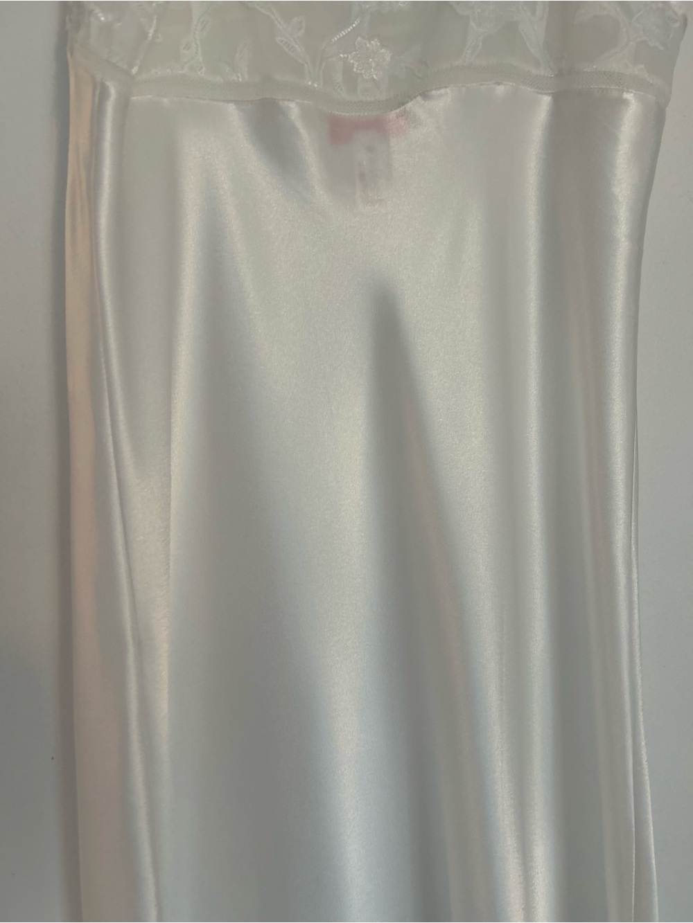 Oscar de la Renta Pink Label Long White Satiny Negligee Floral lace Top Size XS - Picture 11 of 16